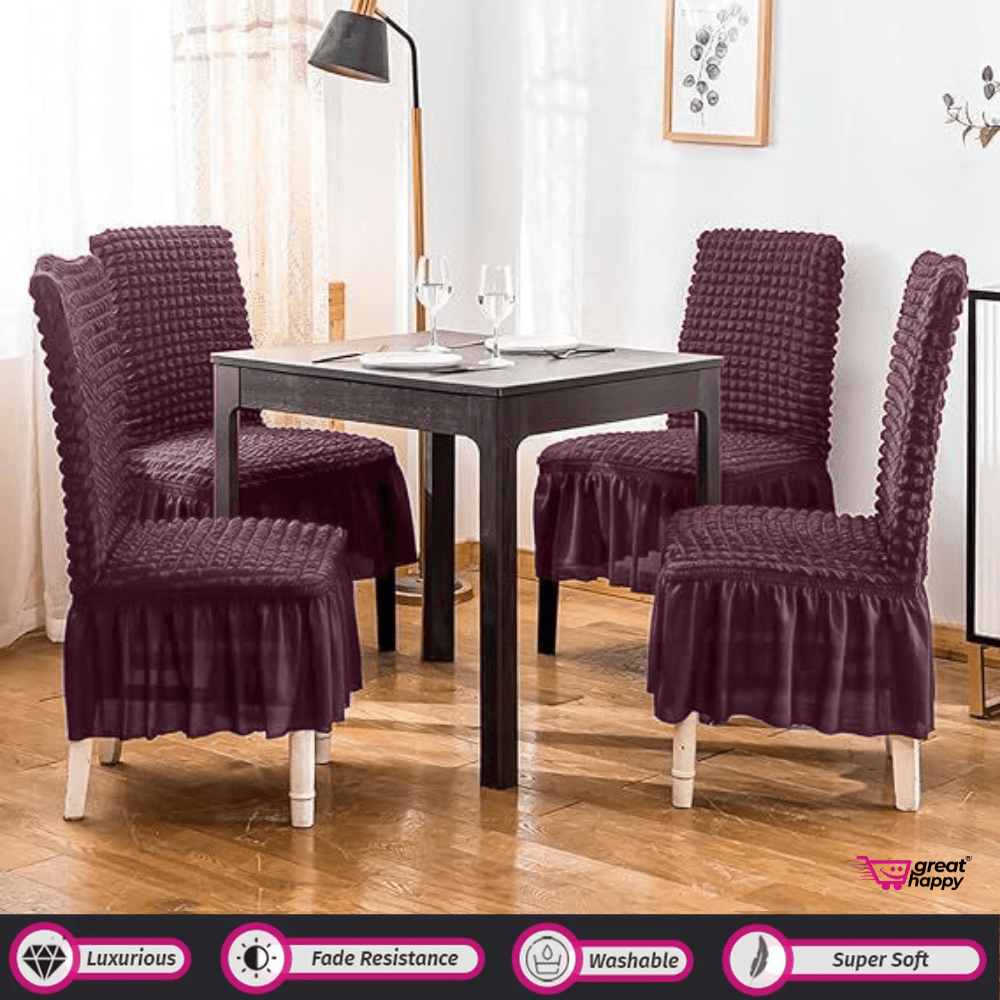Bubble Frill Chair Cover- Stretchable & Elastic Fitted