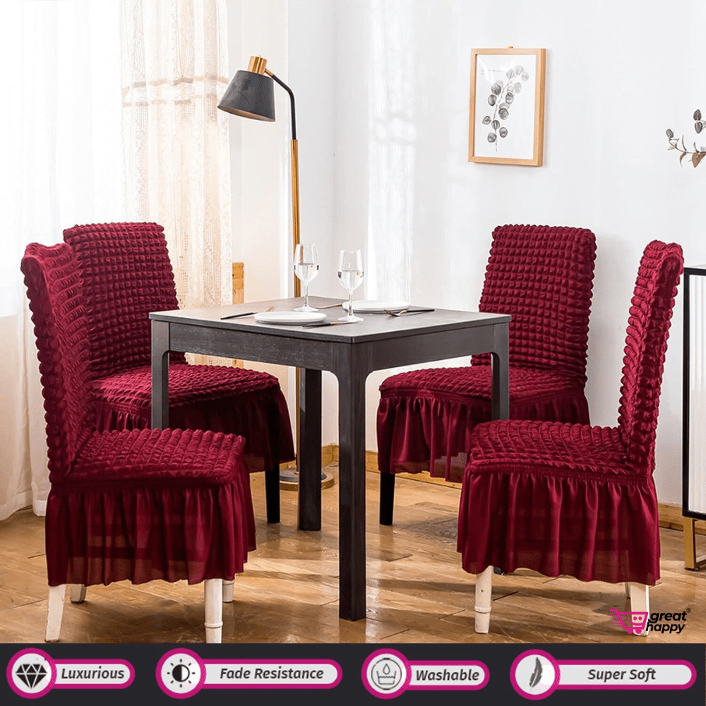 Bubble Frill Chair Cover- Stretchable & Elastic Fitted