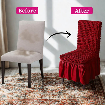 Bubble Frill Chair Cover- Stretchable & Elastic Fitted