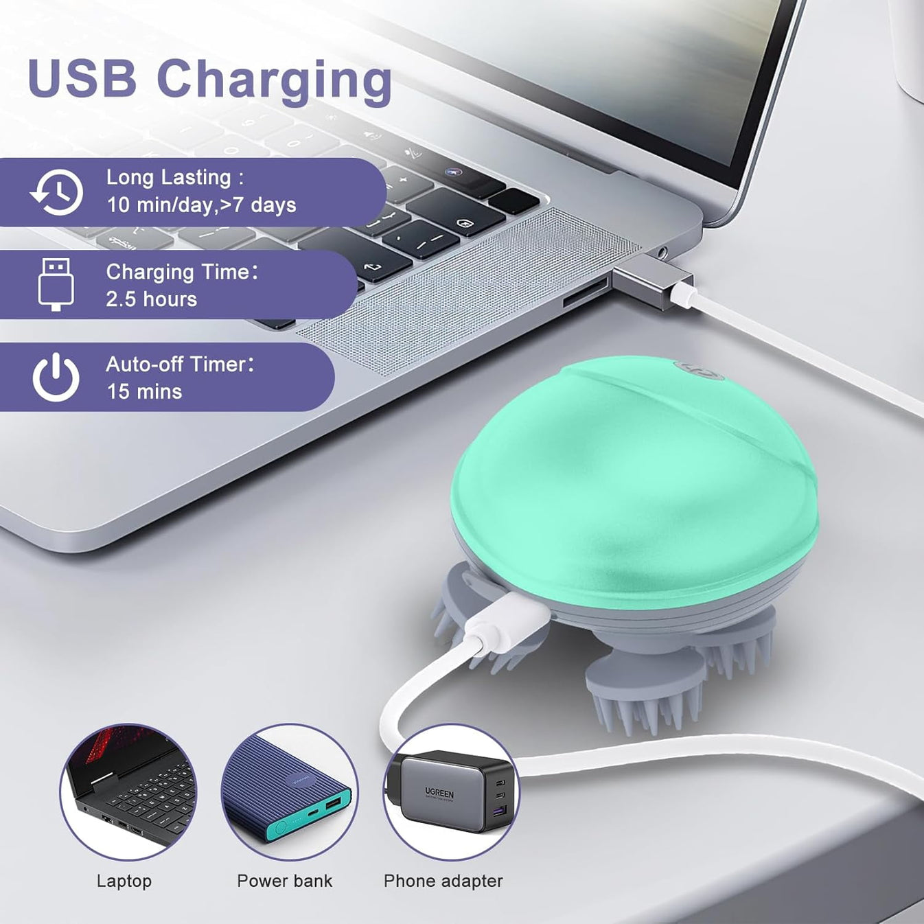 Electric Head & Scalp Massager - 1 Year Warranty.(Buy 1 Get 1 Free)