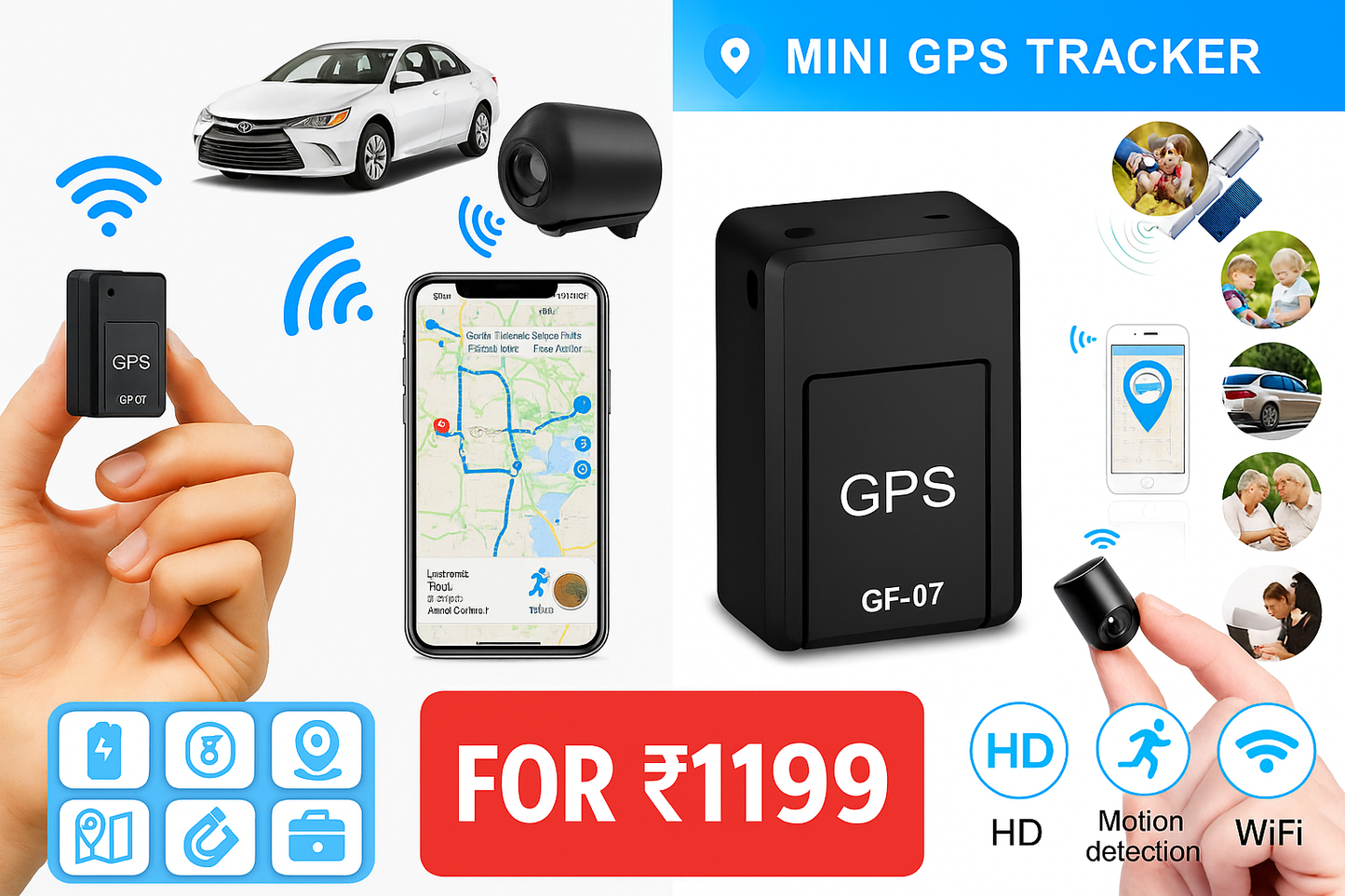 Combo Of Gps Tracker and Hidden Portable Camera Only At Rs 1199