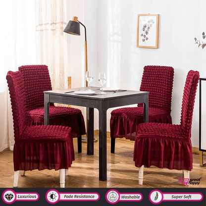 Bubble Frill Chair Cover- Stretchable & Elastic Fitted