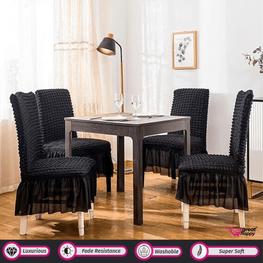 Bubble Frill Chair Cover- Stretchable & Elastic Fitted