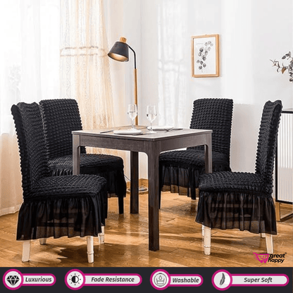Bubble Frill Chair Cover- Stretchable & Elastic Fitted